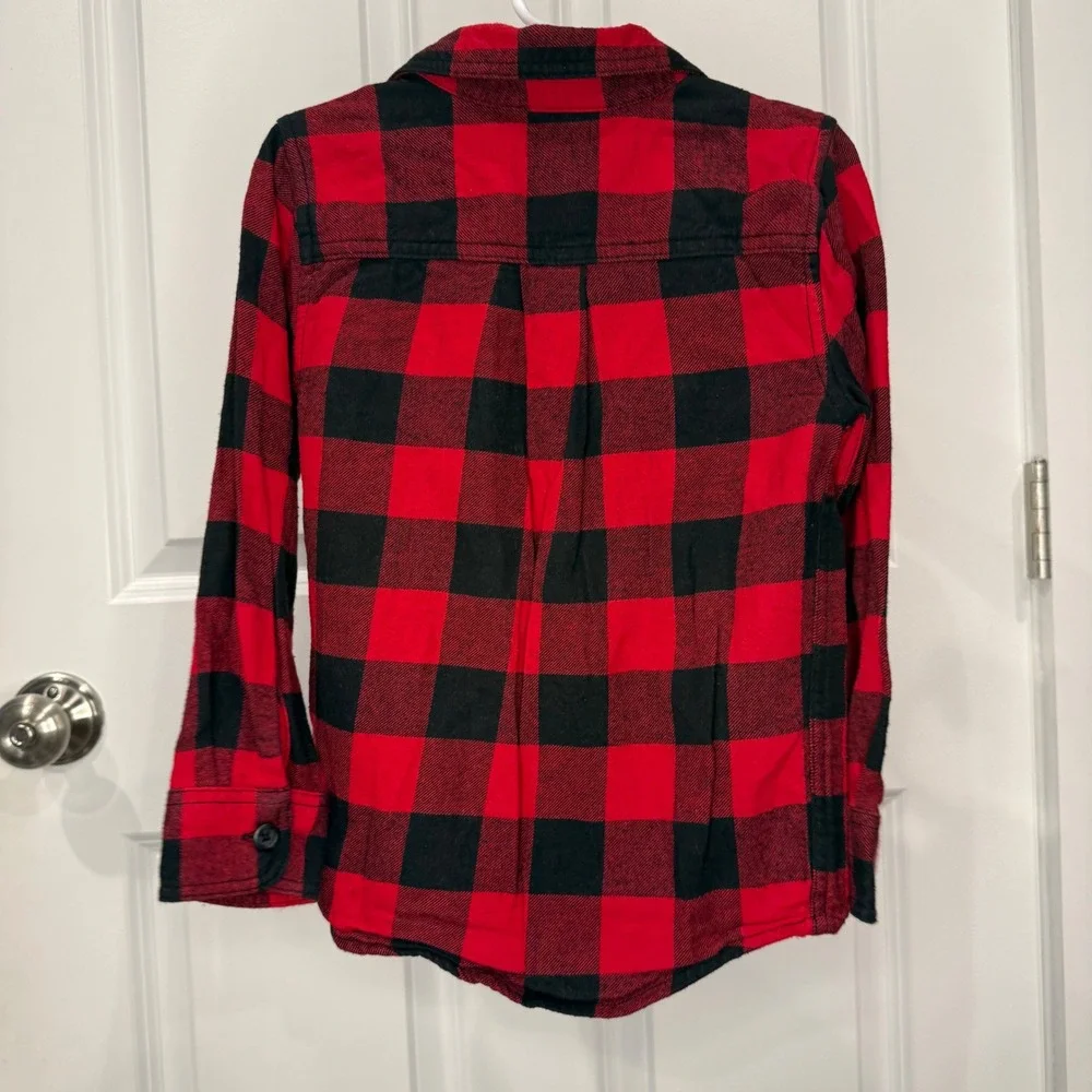 The Children's Place Boys Buffalo Plaid Flannel Button Down‎ Shirt Size 4 XS